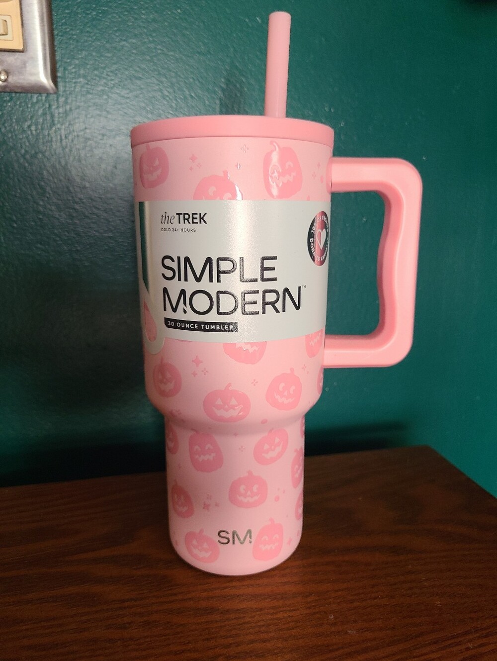 Simple Modern 30oz Pink Pumpkins Stainless Steel Trek Tumbler NEW